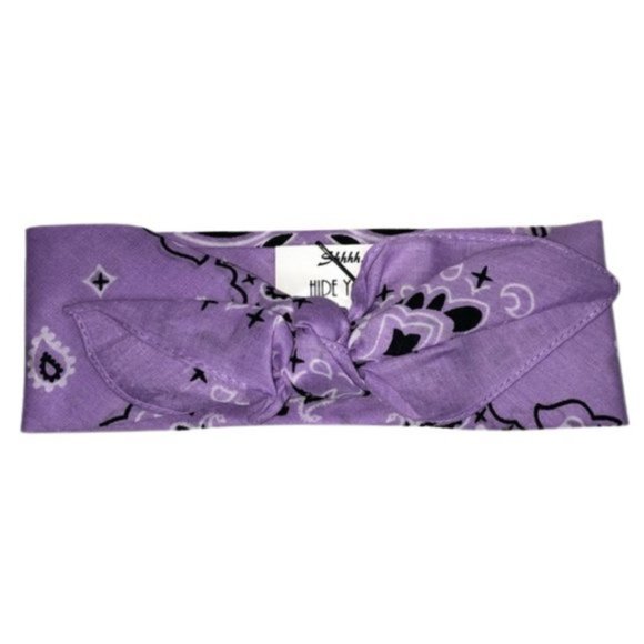 Lavender Paisley Rockabilly Bandana Tie Headband - Picture 7 of 13